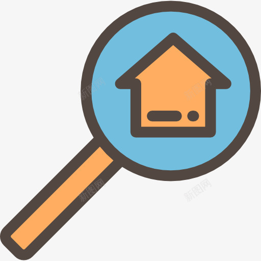 房子图标png_新图网 https://ixintu.com 建筑与城市 房地产 房子 搜索 放大镜