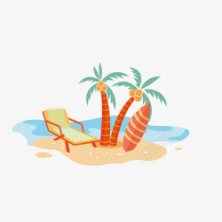 椰子树沙滩椅素材