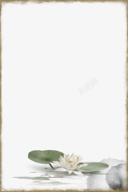 中国风荷花植物花朵手绘水墨荷花画边框高清图片