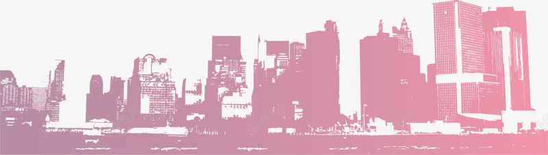紫色渐变都市png免抠素材_新图网 https://ixintu.com 房子 楼房 渐变城市 紫色都市 繁华都市 装饰图案