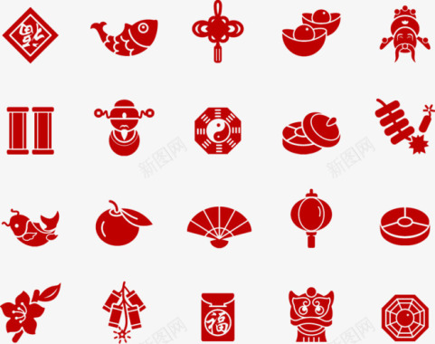春节鸡年中国风图标合集图标