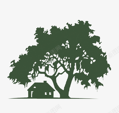树下的房子剪影png免抠素材_新图网 https://ixintu.com 剪影 房子 树