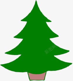水墨农田一颗绿色的松树高清图片