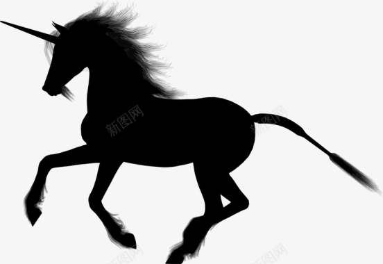 手绘奔跑的黑马装饰画图标图标