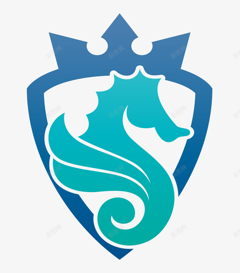 彩色卡通手绘海马盾牌图标png_新图网 https://ixintu.com 平面图标素材 彩色的海马 手绘的海马 海马的图标 蓝色的盾牌