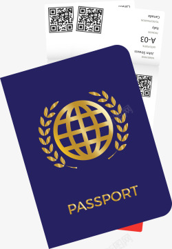 蓝色护照机票素材