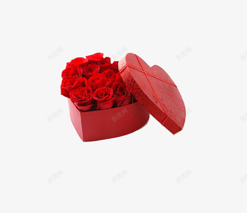 一盒玫瑰花png免抠素材_新图网 https://ixintu.com 玫瑰花 盒子 红色
