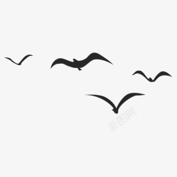 生物黑色水墨海鸥飞翔高清图片