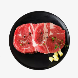 生鲜猪腰肉类两片牛排高清图片