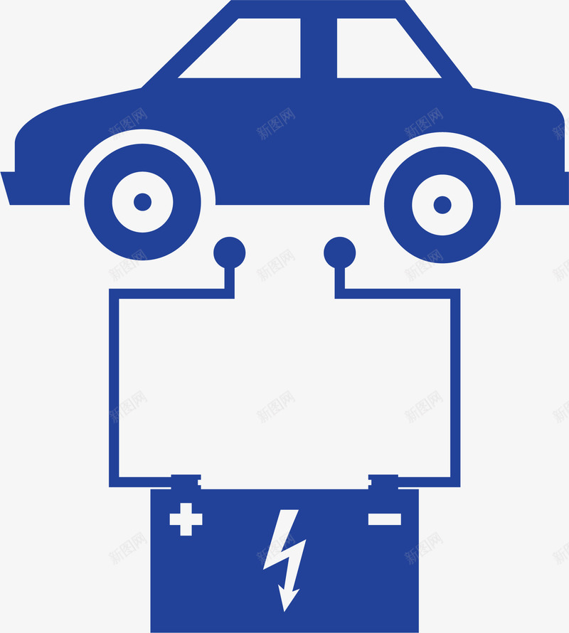 汽车电量卡通图标矢量图ai_新图网 https://ixintu.com 卡通图标 扁平化 汽车 电池 电量 符号 蓝色 矢量图