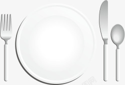 金属刀叉白色盘子高清图片