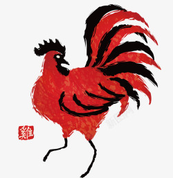 中国风水彩鸡造型素材