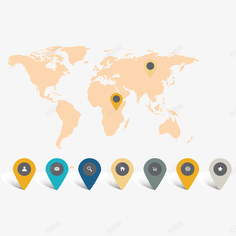 橙色地图png免抠素材_新图网 https://ixintu.com ppt 商务 地图 定位 战略 橙色 策略 阴影