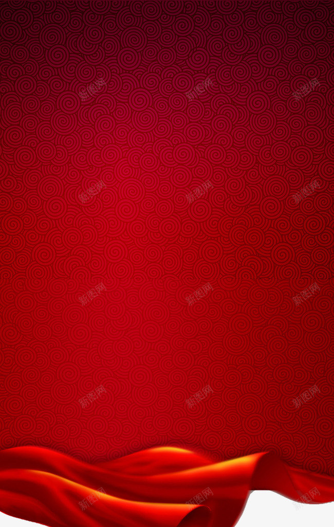 红色的展架背景png免抠素材_新图网 https://ixintu.com 中国红 展架 彩带 条幅 祥云
