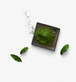 健康茶叶创意合成绿色健康的抹茶叶高清图片