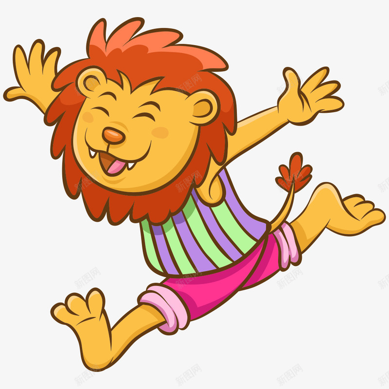 奔跑的狮子png免抠素材_新图网 https://ixintu.com 动物 卡通 狮子 装饰