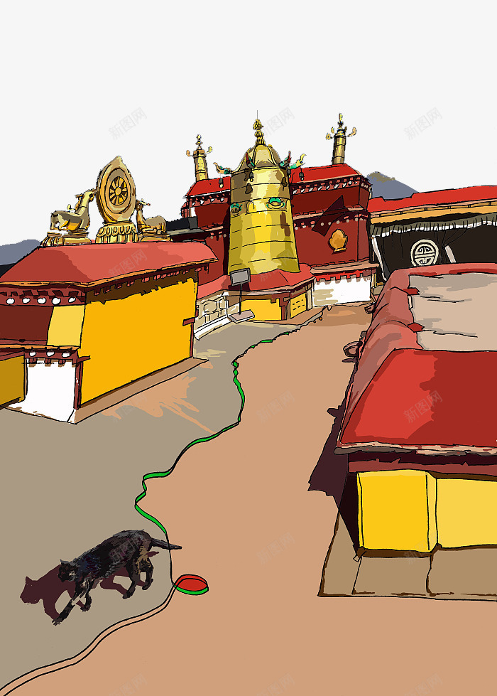 装饰图西藏庙宇png免抠素材_新图网 https://ixintu.com 中华人民共和国西藏自治区 中国西藏 中国风寺庙 古典建筑 寺庙 建筑 民族风格 装饰图 西藏