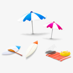沙滩毯冲浪板遮阳伞沙滩毯高清图片