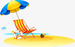 夏日海滩风景相片沙滩躺椅高清图片