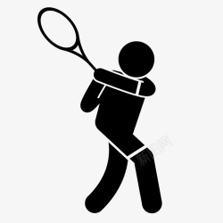 平面网球素材卡通打网球的人高清图片