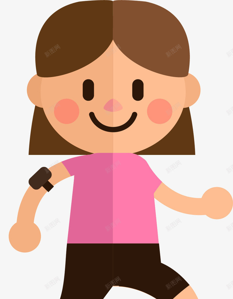 穿粉色衣服奔跑的女孩png免抠素材_新图网 https://ixintu.com 卡通 卡通女孩 可爱 短发 粉色 运动