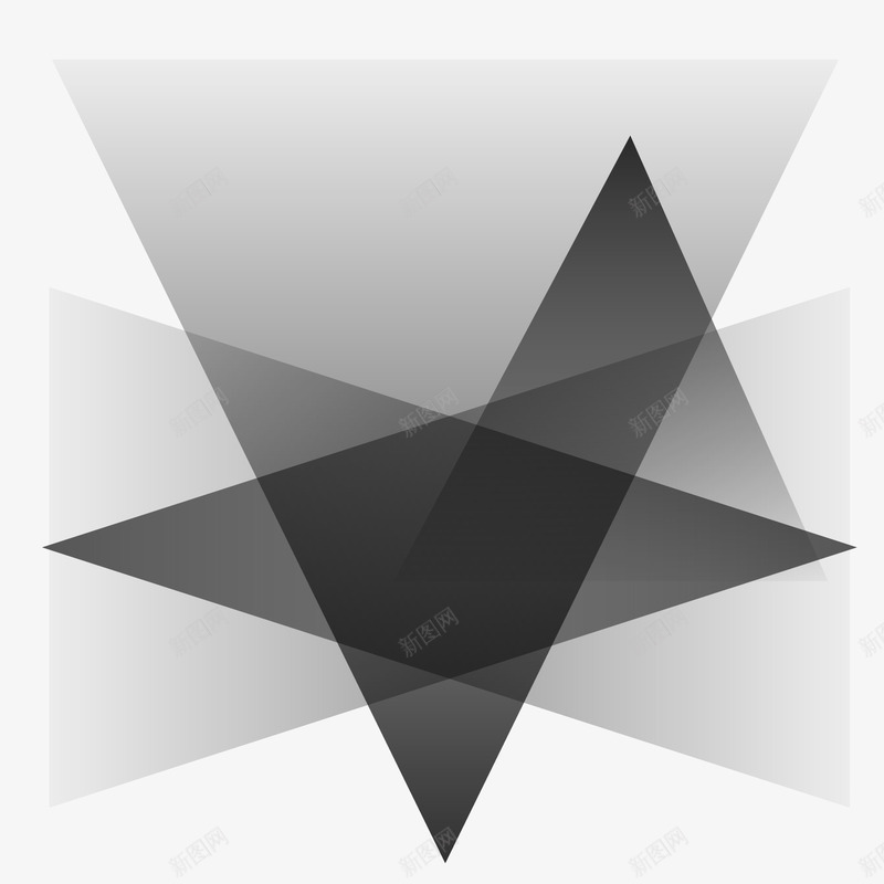 几何图形png免抠素材_新图网 https://ixintu.com 三角 几何 图形 渐变 黑白 黑白渐变色
