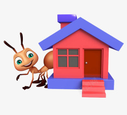 房子旁的蚂蚁素材