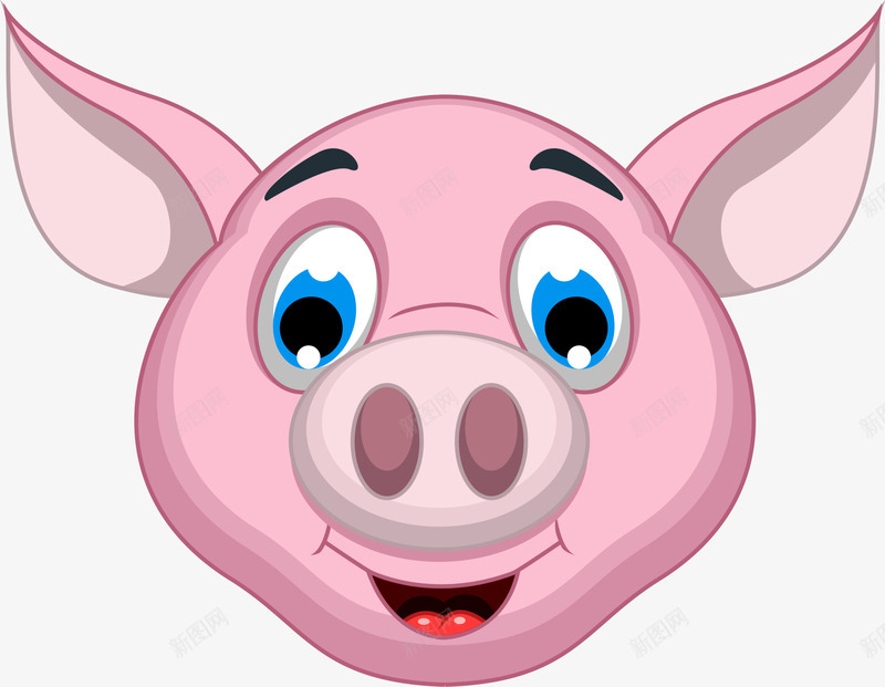 呆萌粉色猪头png免抠素材_新图网 https://ixintu.com 可爱猪头 呆萌猪头 开心 笑脸 粉色猪头 粉色耳朵 红色猪头