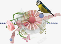 手工制作花朵布艺装饰鸟类素材