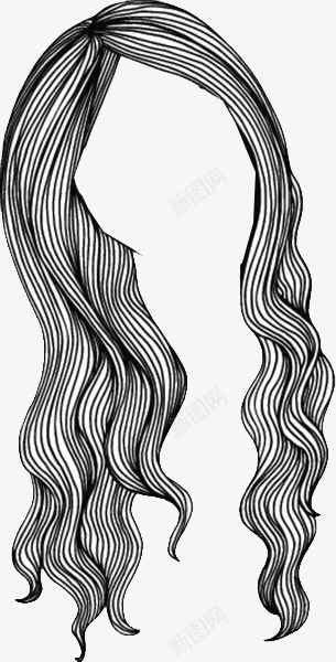 线描长发png免抠素材_新图网 https://ixintu.com 头发造型 女士长发妩媚头发 女生发型 波浪卷发长发 长发矢量女士发型 长发造型 黑白单线发型
