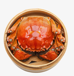 蒸笼螃蟹蒸笼中的红色螃蟹高清图片