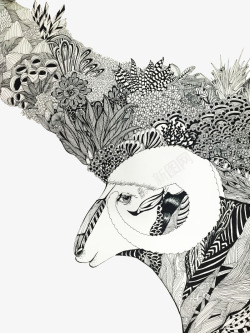 山羊插画设计羊手绘线描黑白插画高清图片