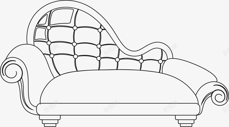 沙发勾线png免抠素材_新图网 https://ixintu.com 家具 描线 沙发 简笔画