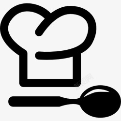 拿勺子的厨师厨师的帽子和一把勺子图标高清图片