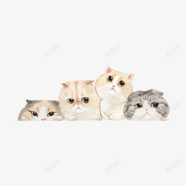 四只卡通小猫咪png免抠素材_新图网 https://ixintu.com 卖萌小猫 卡通 四只 小猫咪