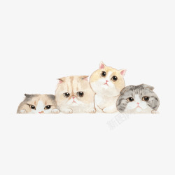四只卡通小猫咪素材