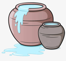 手绘水缸手绘蓄水陶罐水缸高清图片