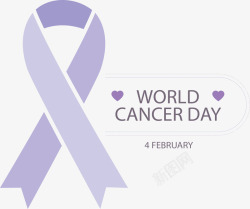 蓝紫色丝带蓝紫色世界癌症日海报矢量图高清图片