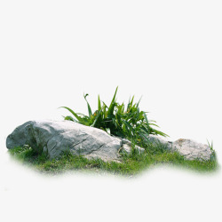 绿蓝色石头石头绿草地装饰1高清图片
