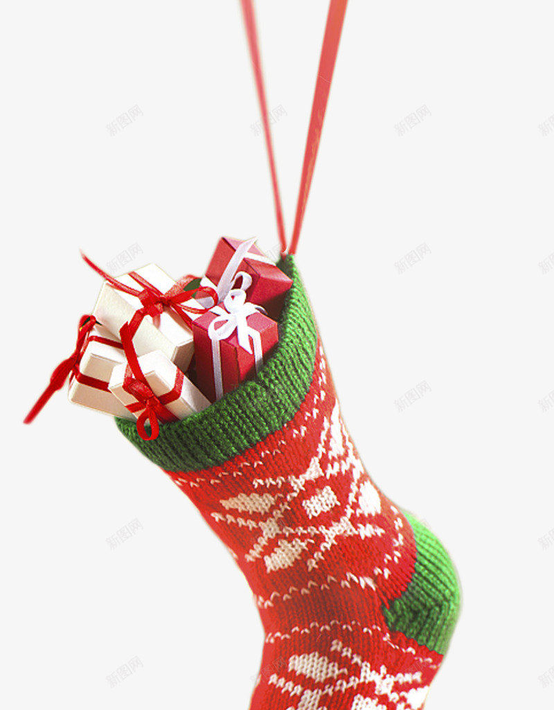 塞满礼盒的圣诞袜png免抠素材_新图网 https://ixintu.com 圣诞元素 圣诞袜 圣诞装饰 礼盒