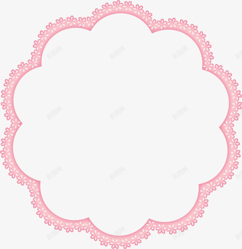 粉色花环形边框png免抠素材_新图网 https://ixintu.com 卡通 手绘 相框 粉色边框 边框