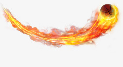 红底带火带火的篮球分层高清图片