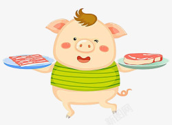 成片的里嵴肉一只手绘卡通动物猪高清图片