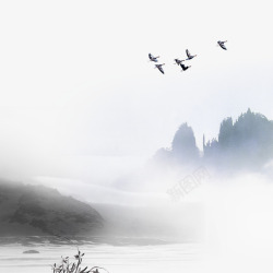 秋天森林壁纸中国山水画高清图片