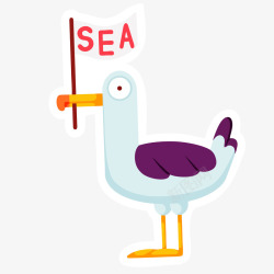 一只海鸥卡通插画矢量图素材