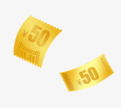 50元代金券装饰漂浮金色优惠券高清图片