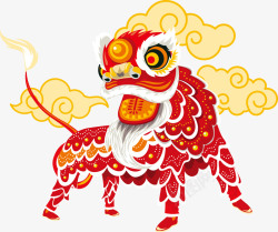 喜庆舞狮子新年春节习俗舞狮子喜庆气氛祥云高清图片