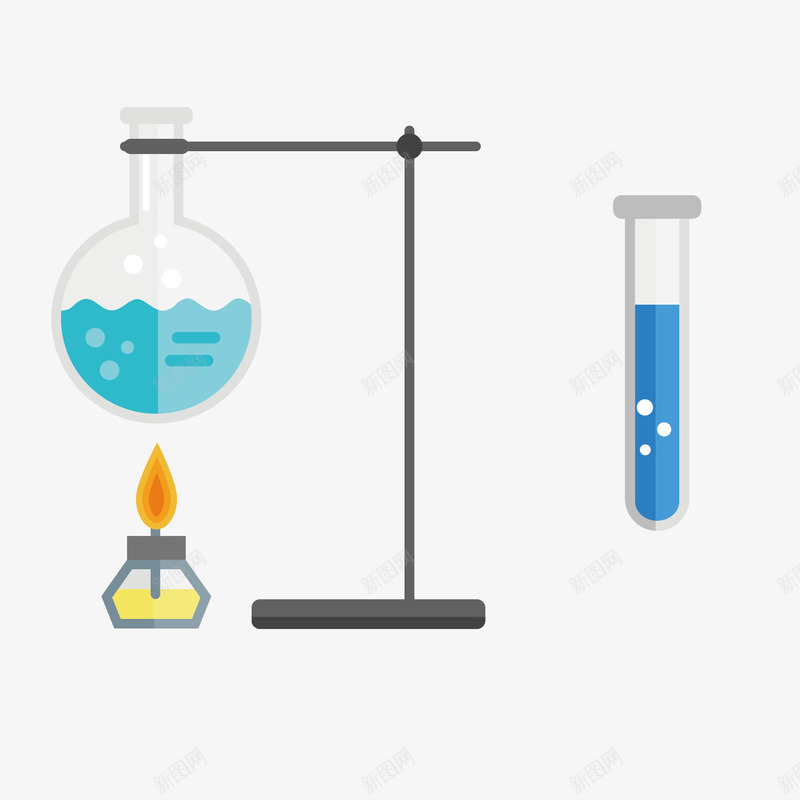 手绘化学实验矢量图ai免抠素材_新图网 https://ixintu.com 化学剂 化学原料 化学原料化学物品 卡通设计 平面设计 手绘设计 火苗 矢量图