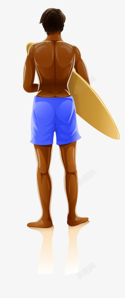 沙滩男士冲浪裤冲浪人物矢量图高清图片