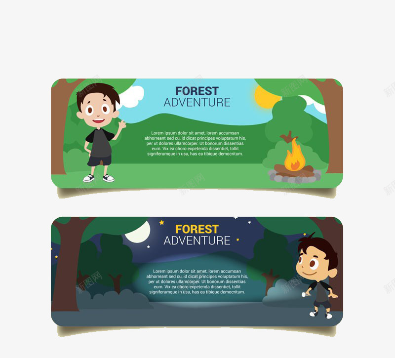 森林大冒险png免抠素材_新图网 https://ixintu.com 冒险 卡通男孩 夏令营 宣传页 手绘 旅行 森林 英文